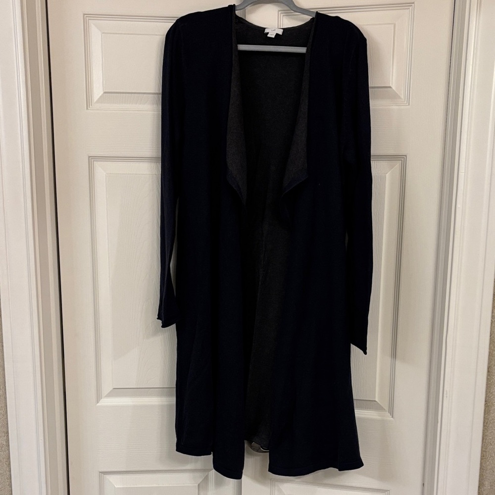 J. Jill Navy Gray Knit Sweater Large